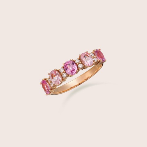Anel de Noivado com Espinelas, Safiras e Diamantes | Cores Preciosas