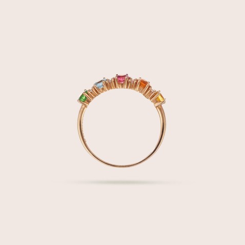 Sapphires, Tourmalines, Tsavorites, Aquamarine and Diamond Engagement Ring | Cores Preciosas