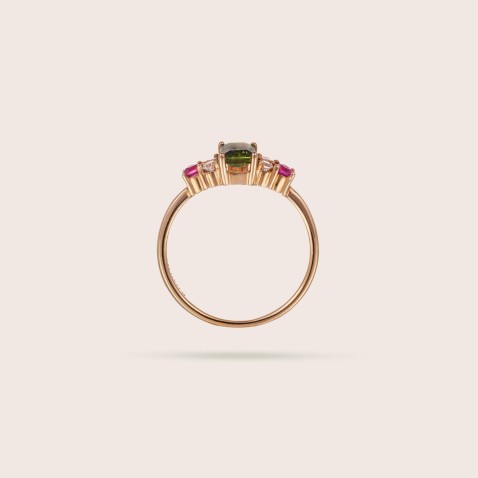 Anel de Noivado com Safiras, Rubis e Diamantes | Cores Preciosas