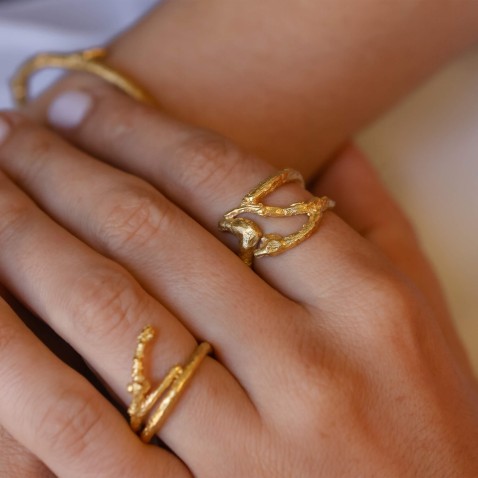 Gold-plated Silver Ring Birch | Natura