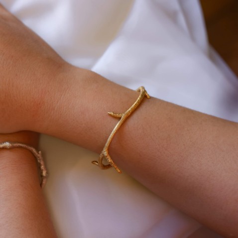Gold-plated Silver Bracelet Birch Bark | Natura