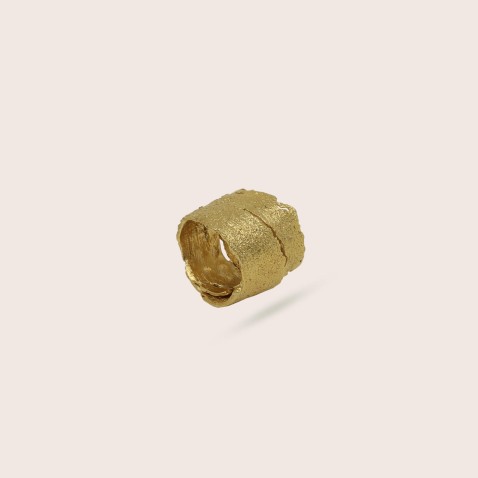 Gold-Plated Silver Ring Eucalyptus Bark | Natura