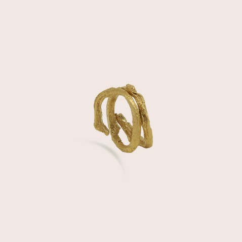 Anel Prata Dourada 925 Birch | Natura