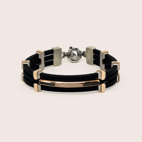 Silver, 18k Gold, and Diamond Bracelet | Barak