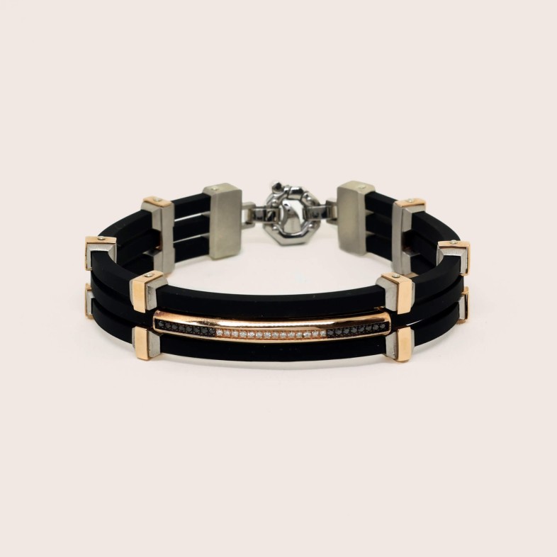 Silver, 18k Gold, and Diamond Bracelet | Barak