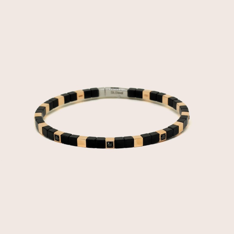 Pulseira Ao e Ouro 18K | Ceramic
