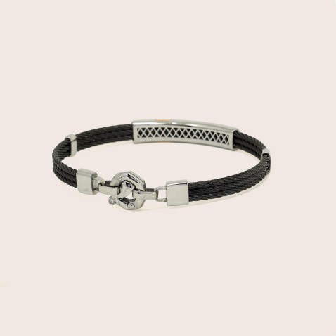 Pulseira Ouro Rosa 18k, ao e diamantes brancos | 316L