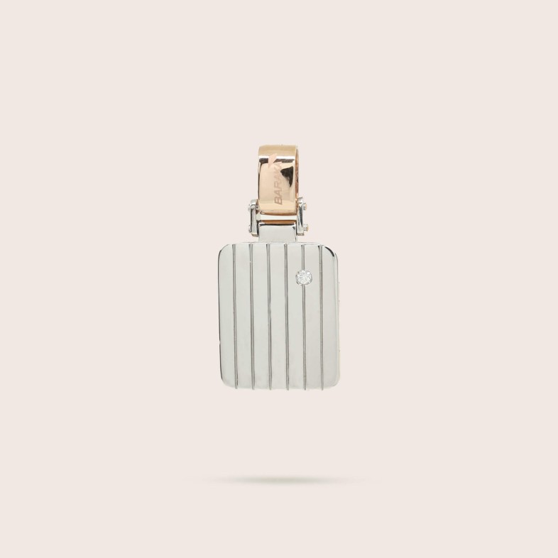Pendente Ouro Branco e Rosa 18k e Diamantes