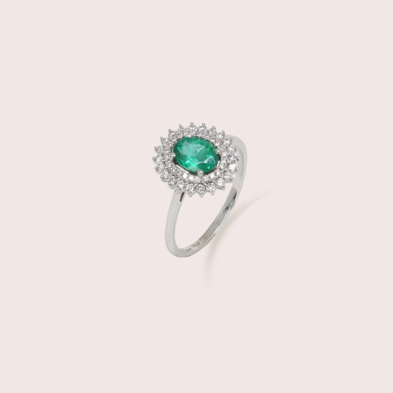 Anel com Diamantes e Esmeralda