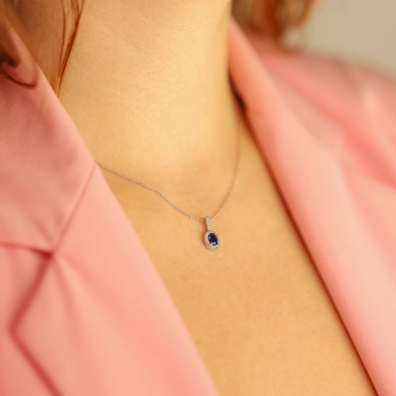 Diamond and Sapphire Necklace | Precious Colours
