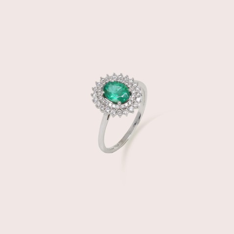 Anel com Diamantes e Esmeralda