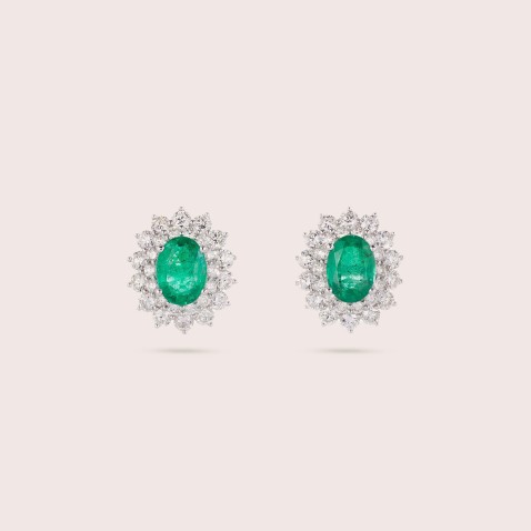 Brincos com Diamantes e Esmeralda