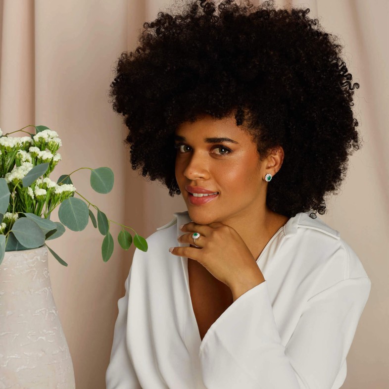 Brincos com Diamantes e Esmeralda