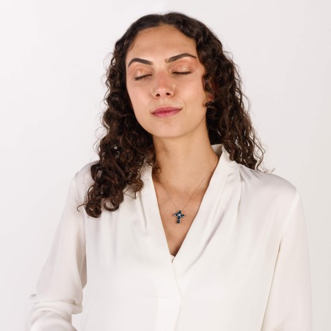 Topaz and Diamond Cross Necklace