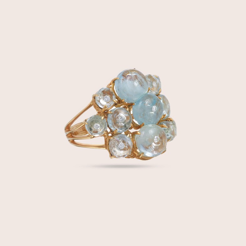 Aquamarine and Diamond Ring