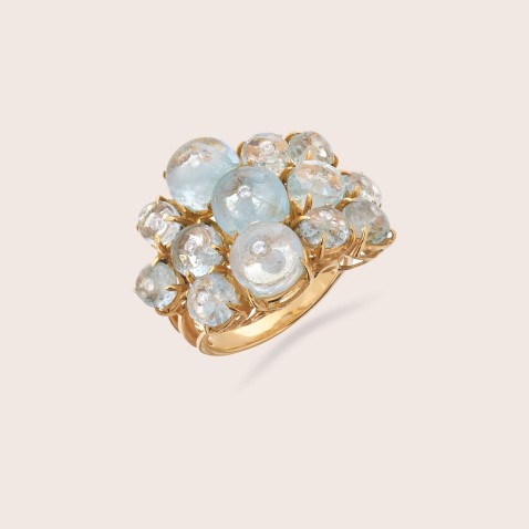 Anel guas Marinhas e Diamantes