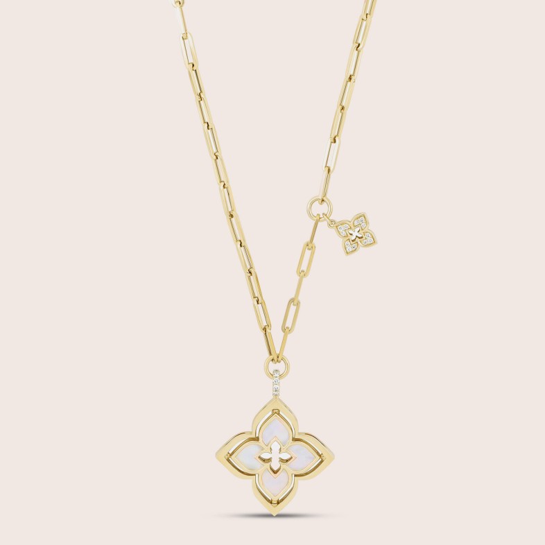 18k Gold Diamond Necklace, Mother of Pearl | Venetian Princess