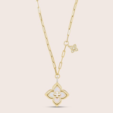 18k Gold Diamond Necklace, Mother of Pearl | Venetian Princess