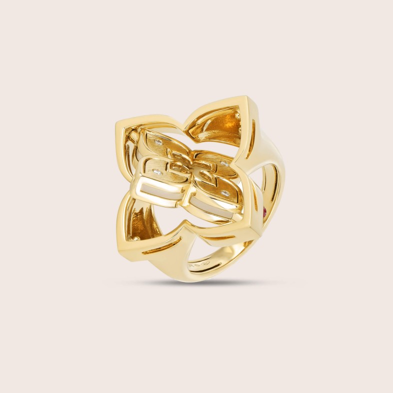 Anel Ouro18k diamantes, Madre Prola | Venetian Princess