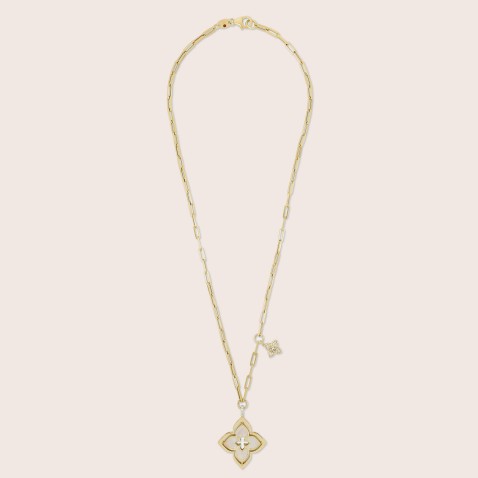 18k Gold Diamond Necklace, Mother of Pearl | Venetian Princess