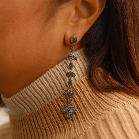 Silver and 19.2K gold earrings