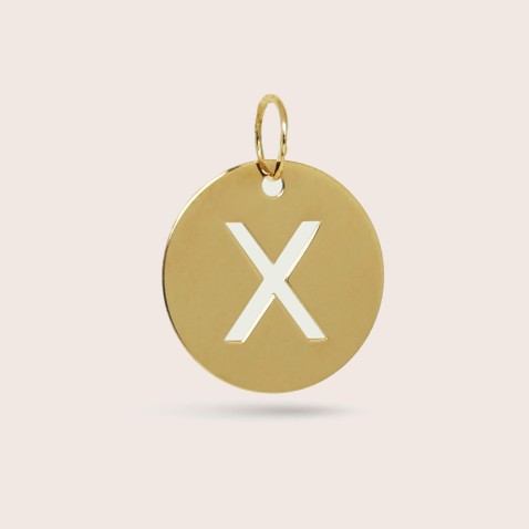 Medalha Letra X em Ouro - 15 mm