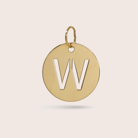 Letter W Gold Charm - 15 mm