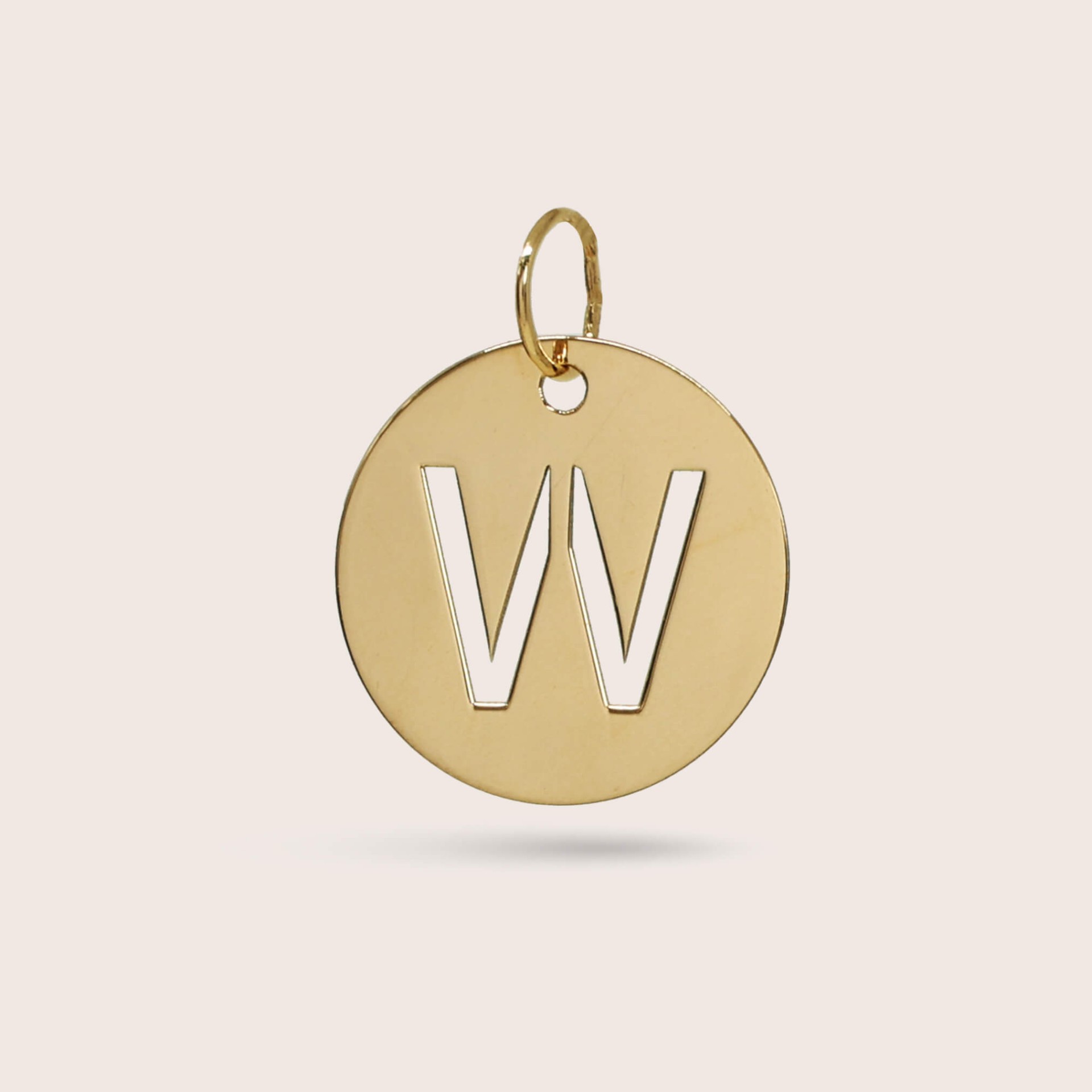Letter W Gold Charm - 15 mm