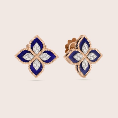 Princess Flower | Diamond and Lapis Lazuli Earrings