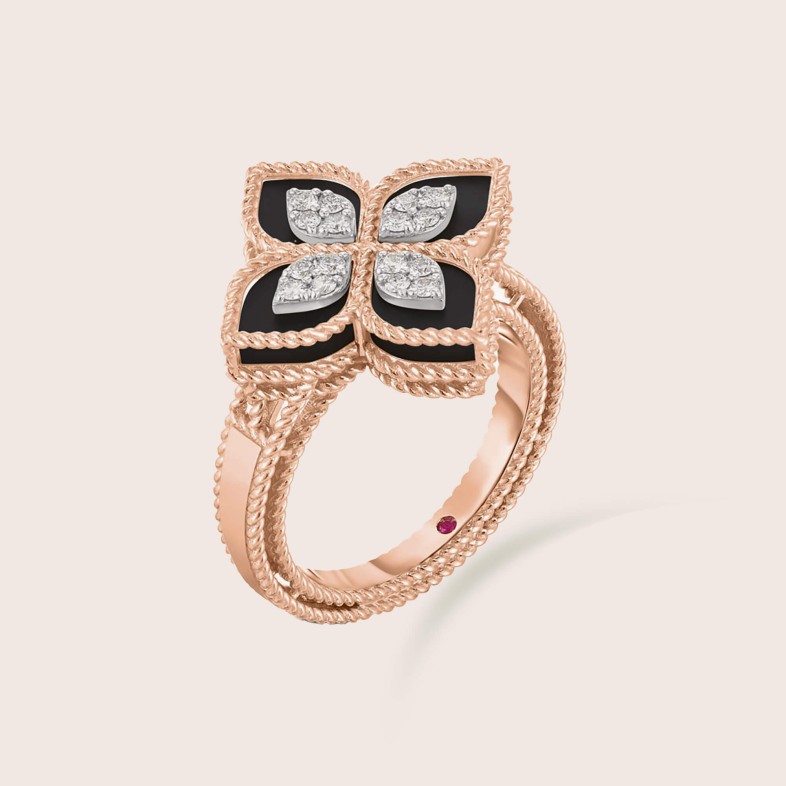 Princess Flower | Diamond and Black Jade Ring