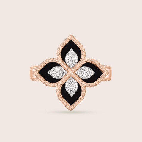 Princess Flower | Anel com Diamantes e Jade Preto