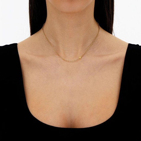 Chain Necklace in Hand-Engraved Gold | Boules