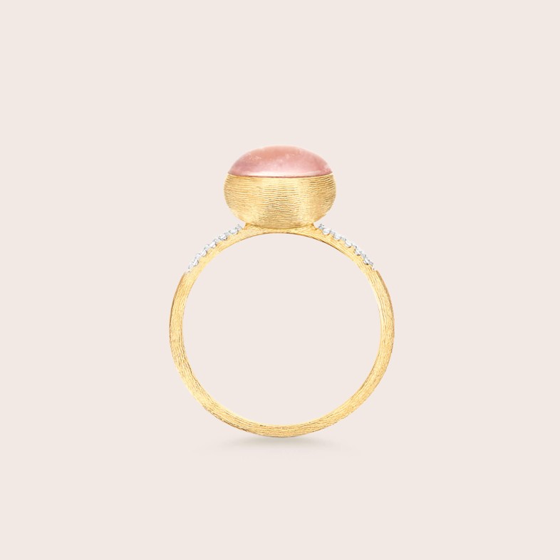 Anel em Ouro 18k, diamantes, cristal de Rocha, quartzo mango e madreprola | Boules