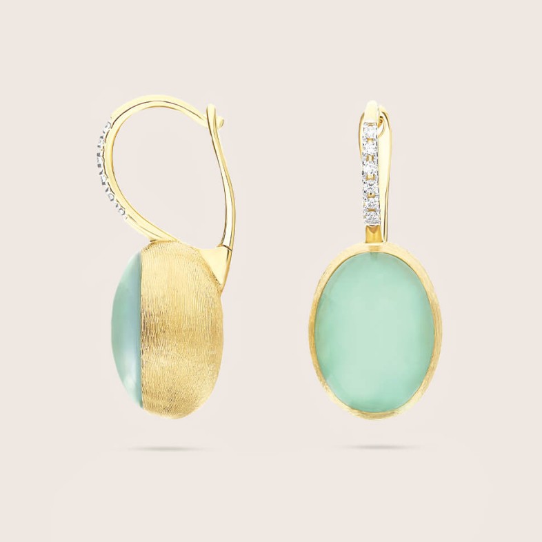 Brincos "Boules" Ouro, Diamantes e Jadeite