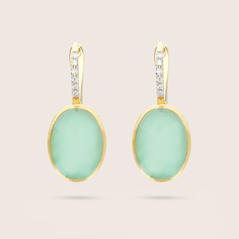 Brincos "Boules" Ouro, Diamantes e Jadeite