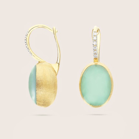 Brincos "Boules" Ouro, Diamantes e Jadeite