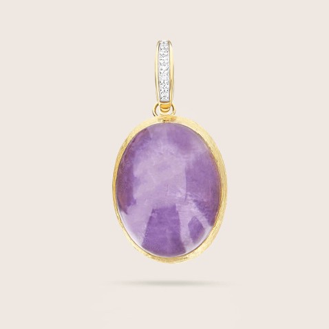 "Boules" Pendant in Gold, Diamonds and Lepidolite