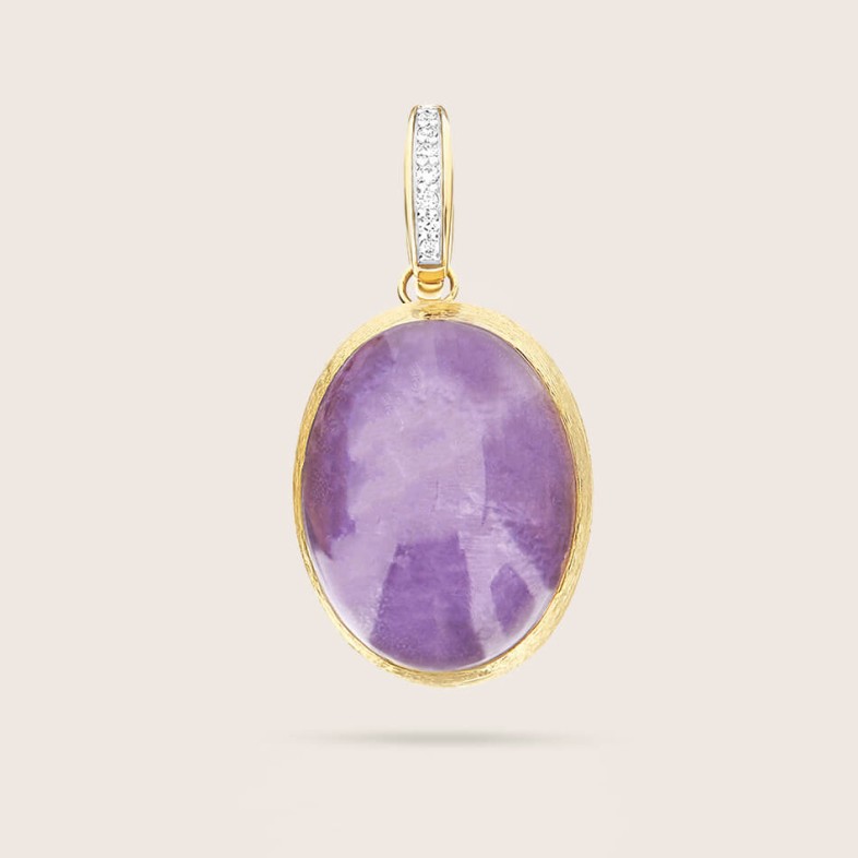 "Boules" Pendant in Gold, Diamonds and Lepidolite