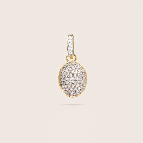 "Boules" Pendant in Gold and Pav Diamonds