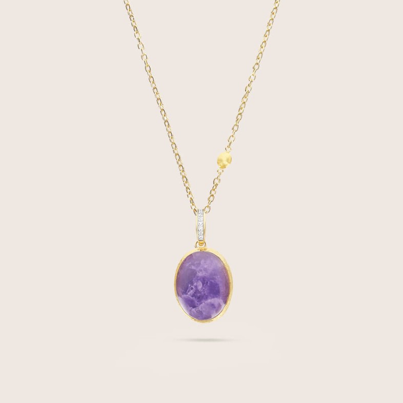 Pendente "Boules" Ouro, Diamantes e Lepidolita