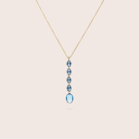 Dancing in the Rain AZURE | Colar com Pendente Diamantes e Topzios Azuis