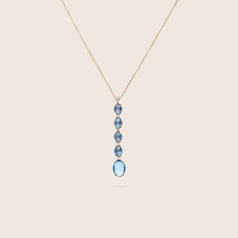 Dancing in the Rain AZURE | Colar com Pendente Diamantes e Topzios Azuis