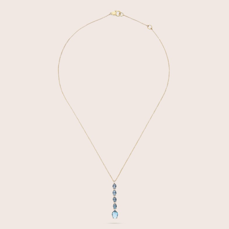 Dancing in the Rain AZURE | Colar com Pendente Diamantes e Topzios Azuis