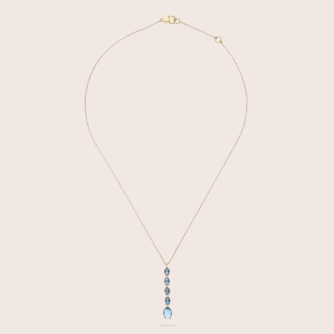 Dancing in the Rain AZURE | Colar com Pendente Diamantes e Topzios Azuis