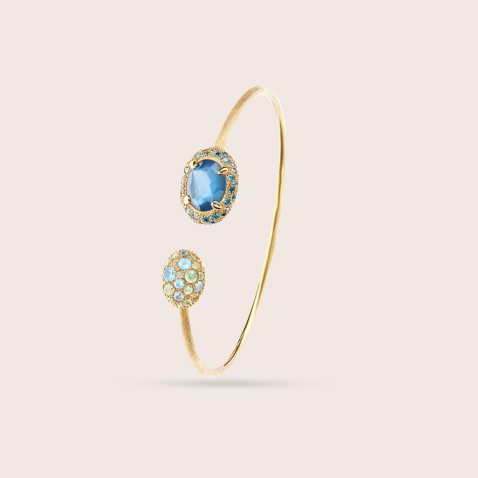 Gold Bangle with Diamonds, Topaz and Sapphires | Reverse