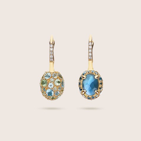 Double-face Ball Drop Earrings with Natural Stones | Reverse