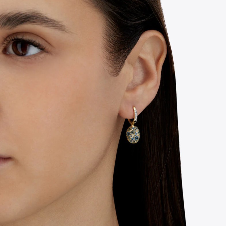 Double-face Ball Drop Earrings with Natural Stones | Reverse