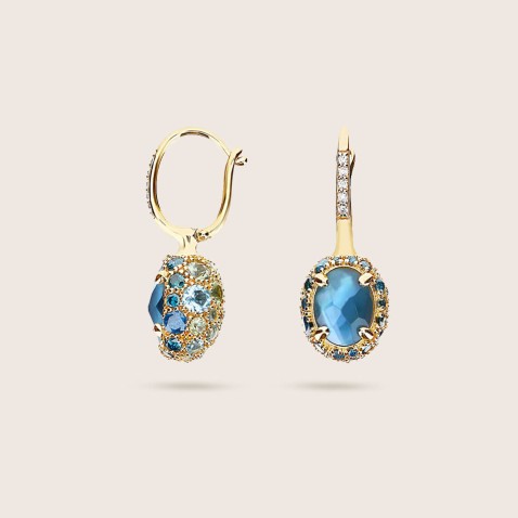 Double-face Ball Drop Earrings with Natural Stones | Reverse