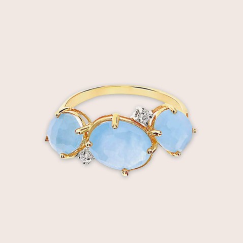 Ipanema | Acquamarine Cabochon and Diamond Ring
