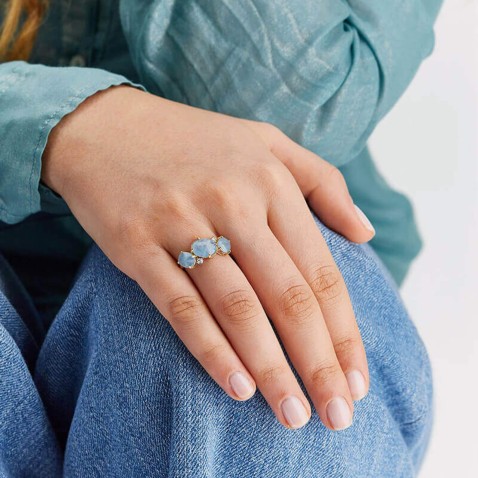 Ipanema | Acquamarine Cabochon and Diamond Ring